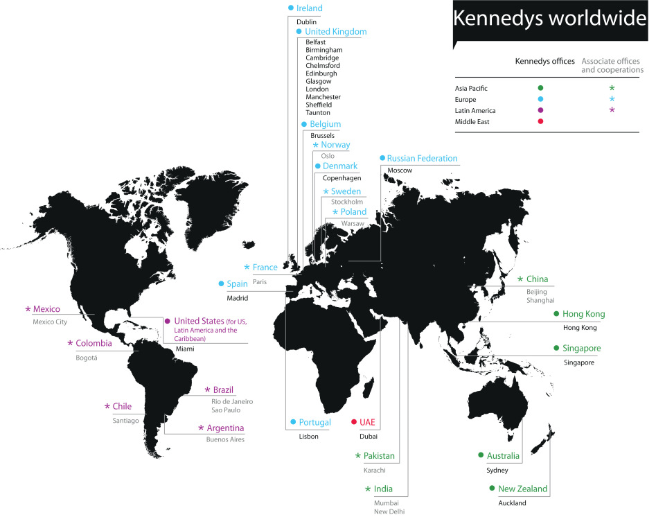 Map Kennedys Worldwide